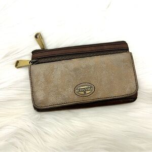 Fossil Double Zip Leather Wallet
